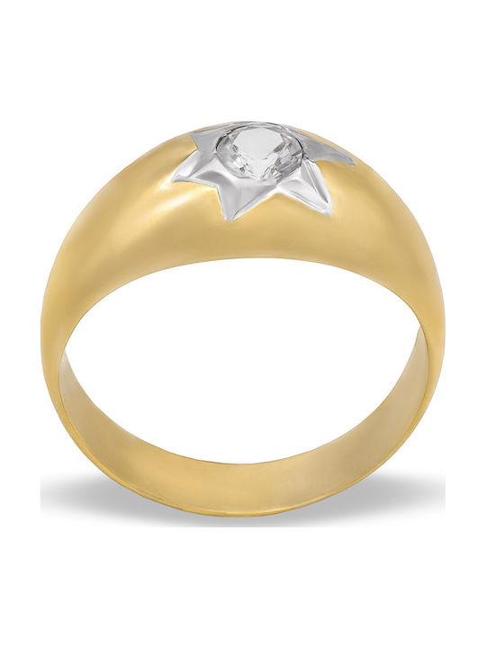 Savvas Design Ring with Zircon made of Gold 14K