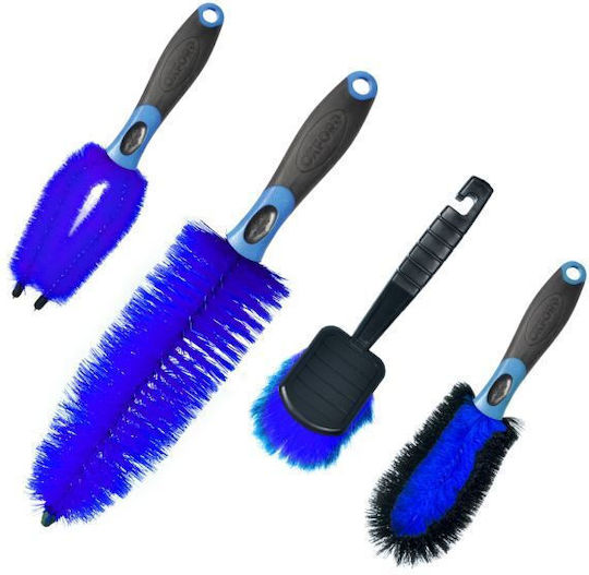 Oxford Brush & Scrub Set Βούρτσες Καθαρισμού Ζαντών & Ελαστικών Μοτοσυκλέτας 4τμχ