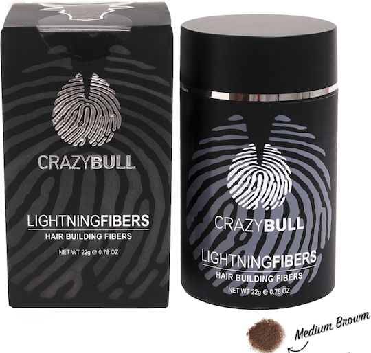 Hair Thinning Coverage Fibers Crazy Bull Hair Building Lightning Fibers Light Brown 22g