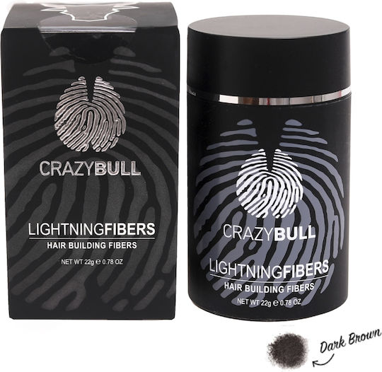 Hair Thinning Coverage Fibers Crazy Bull Hair Building Lightning Fibers Dark Brown 22g