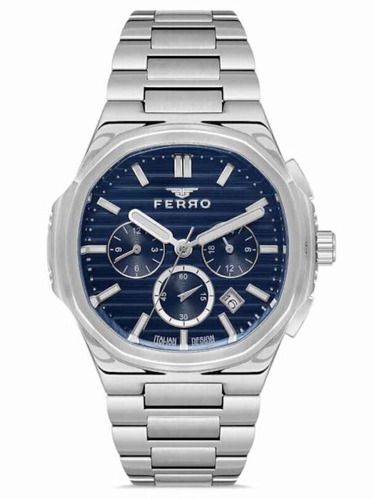 Ferro Men's Watch Battery with Silver Metal Bracelet