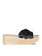 Women's Synthetic Leather Platform Wedge Sandals Black