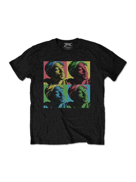 Rock Off Tupac Unisex T-Shirt Pop Art Schwarz 2pac Rap Merch Schwarz 2pacts08mb