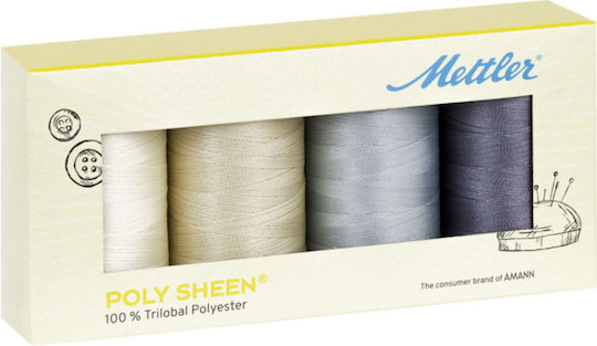 Poly Sheen Granite Embroidery Thread 4 Pieces Mettler