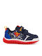 B Lightyloo Παιδικά Sneakers Ανατομικά με Σκρατς & Φωτάκια Navy Μπλε