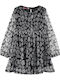 Kinderkleid Langärmelig Tüll Tierdruck Gray