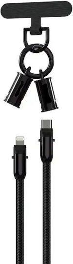 Καλώδιο 30cm Usb2.0 Usb-c Male Lighting Male 30w Μαύρο