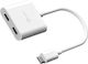 J5create Converter USB-C male to USB-C 2x female White 1pcs JCA164