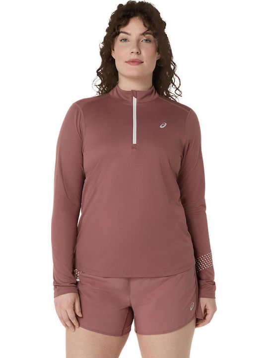 Icon Women's Blouse Long Sleeve with Zipper Burgundy