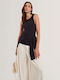 Yuna Touch Of Silk Women's Summer Blouse Sleeveless Dark Blue