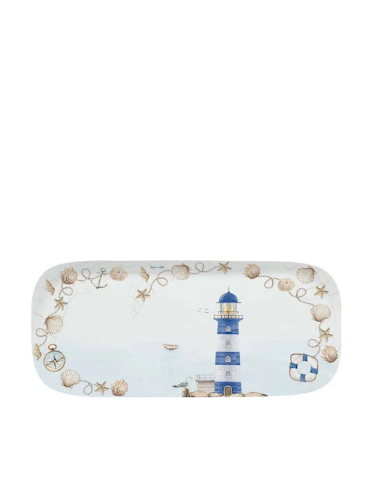 Easy-Life Platou de Servire Dreptunghiular din Porțelan Albastru 40x17.5buc 1buc