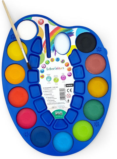 Lebez Set Acuarele Multicolore cu Pincel 12buc