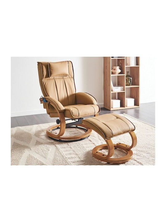 Berwyn 2736 Relax Massage Swivel Armchair with Footstool Brown 39x50x42cm