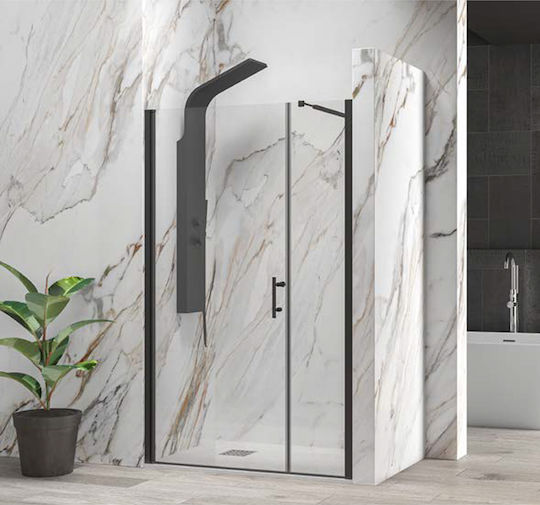 Karag S 5 Alto Cabinet Duș Cu Ușă Cu Balamale 170x200cm Sticlă Transparentă Neagră