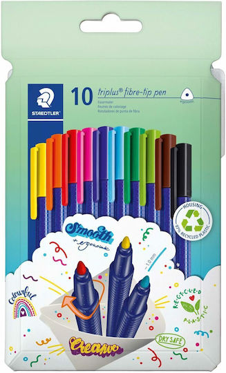 Staedtler Triplus Μαρκαδόροι Πολύχρωμο 1mm Σετ 10 χρώματα
