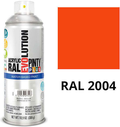 Pinty Plus Spray Paint Evolution Acrylic High Temperature with Shiny Effect RAL 2004 400ml
