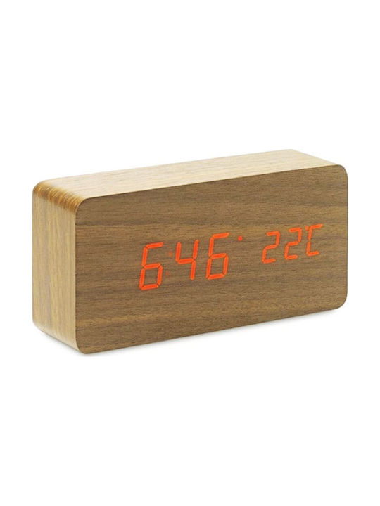 Tischuhr Digital Holz mit Wecker Hellbraun 23683196