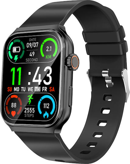 Akashi ALTSWATCALLBK 42mm Smartwatch με Παλμογράφο (Μαύρο)