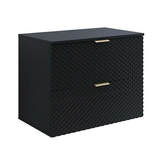 Epipla1.gr Liretu 107 Badezimmerschrank B80xT49xH63cm Schwarz