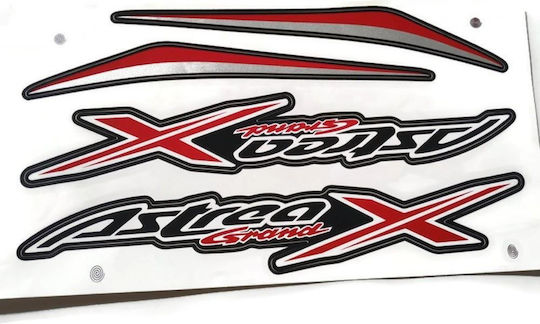 Honda Astrea Grand X 110 Stickers Red White Black Silver Set