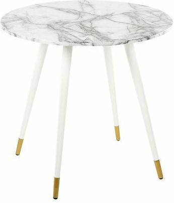 Berwyn 1471 Round Table Dining Room with Glass Surface White Marble, White 75x75cm