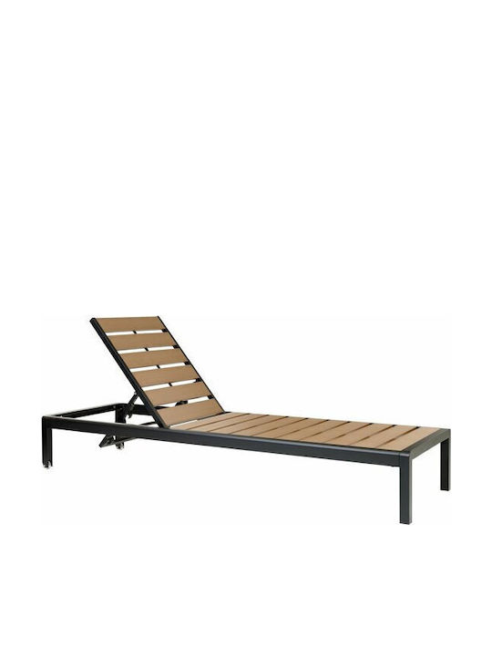 Deckchair Metallic with Cushion Black 64x29cm.