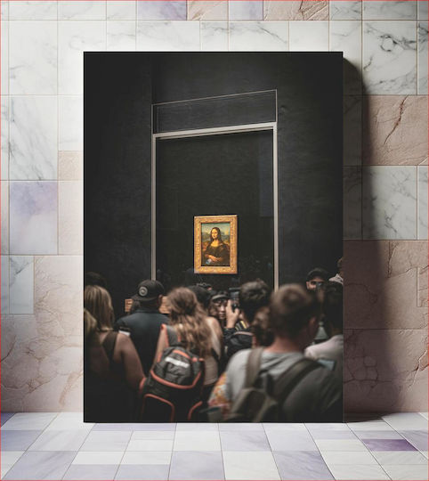 Painting Crowd Viewing Mona Lisa Crowd Viewing The Mona Lisa 70x100
