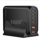 Βάση Φόρτισης GaN με 2 Θύρες USB-A και 4 Θύρες USB-C 160W σε Μαύρο χρώμα (GaN-019)