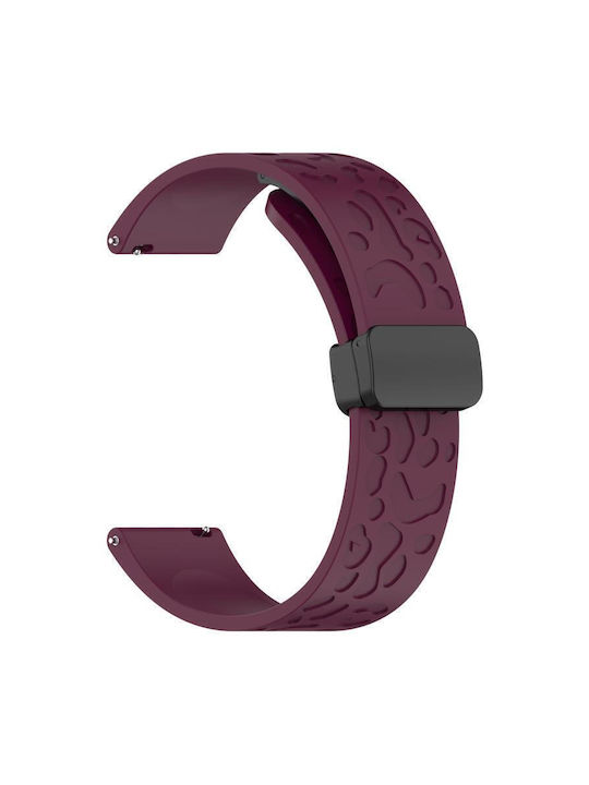 Curea Silicon Leopard Pattern Magnetic Negru Închidere Garmin Vivoactive 4S Vivomove 3S Wine Red