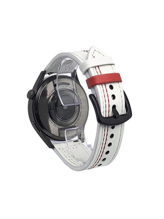 Leder Tragbares Band Seven-line Pattern Garmin Vivoactive 5 Beiges Rotes Garn