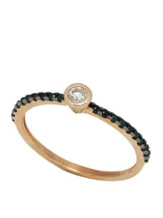 Единичен камък от Розово злато 14K