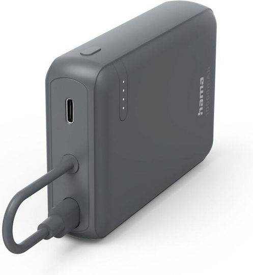 HAMA Travel Power Bank 10000mAh 15W with USB-C Port Gray