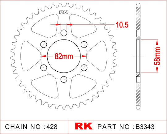 Γρανάζι Τροχού Rk B3343-t43 Bn125 Tnt125 Rks125 502-00-3343430