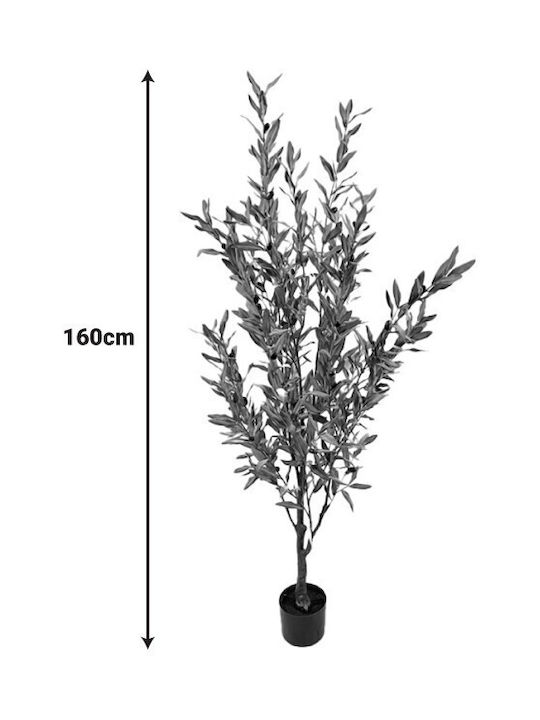 Декоративно Растение Olive Tree Ii В Саксия Inart Зелено PP Височина 160см