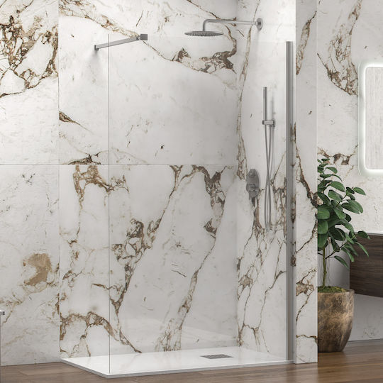 Karag Walkin 1 Σταθερό Πλαϊνό Ντουζιέρας 100x200cm Clear Glass Cromo