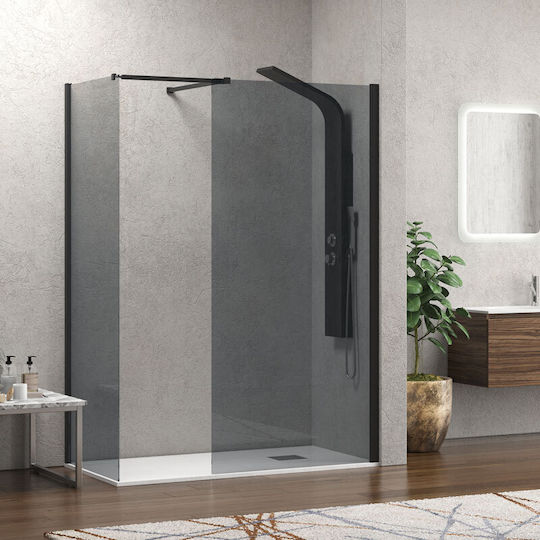 Karag Walkin 2 Σταθερό Πλαϊνό Ντουζιέρας 80x200cm Fume Black