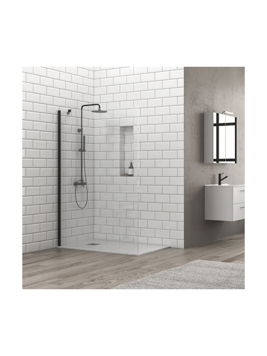 Karag Fixed Side for Shower 20x200cm Clear Glass Black