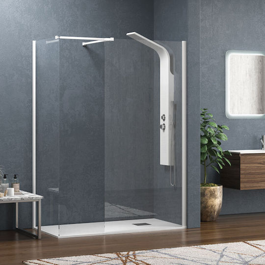Karag Walkin 2 Фиксирана страна Душ 170x200см Прозрачно стъкло Бял