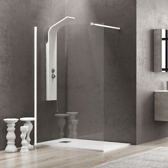 Karag Walkin 1 Σταθερό Πλαϊνό Ντουζιέρας 60x200cm Clear Glass White