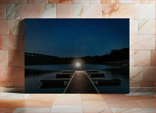 Painting Starry Night At Dock Έναστρη Νύχτα Στην Αποβάθρα 120x80