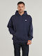 Left Chest Sweatshirt with Hood Navy Blue