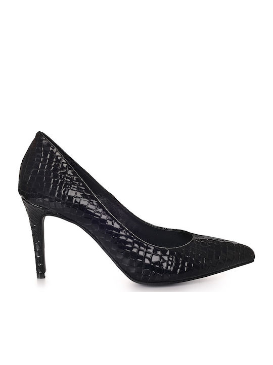 Synthetic Leather Black High Heels