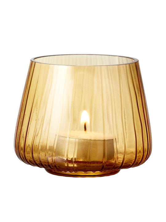 Bitz Set of Candle Holders Glass in Orange Color 7.5cm 2pcs