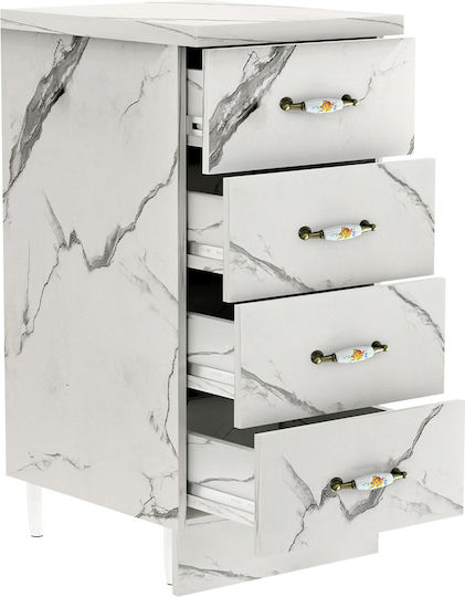Kitchen Floor Drawer Unit Λευκό Εφέ Μάρμαρο 40x50x85cm