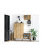 Sonliro 116 Wall-Mounted Living Room Cabinet, Particle Board, Oak, Black, 137x35x120cm