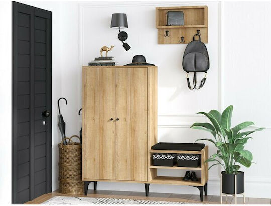 Sonliro 116 Wall-Mounted Living Room Cabinet, Particle Board, Oak, Black, 137x35x120cm