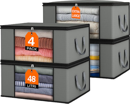 Bakaji Aufbewahrungskorb Transparent 48Es 4Stück Bakaji Aufbewahrungskorb Transparent 48Es 4Stück