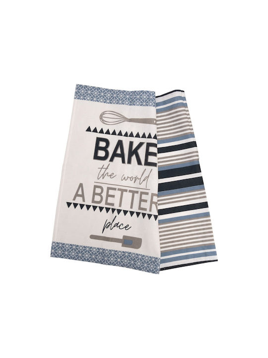 Viopros Kitchen Towel from 100% Cotton in Blue Colour 40x60cm 2 Pieces