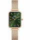 Daniel Wellington Quadro Pressed Melrose Emerald Дамски Часовник 20mm Кварцов с Розово Злато Стоманена Гривна