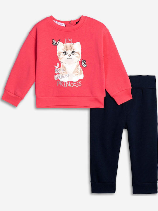 Kids Sweatpants Set Coral 2pcs